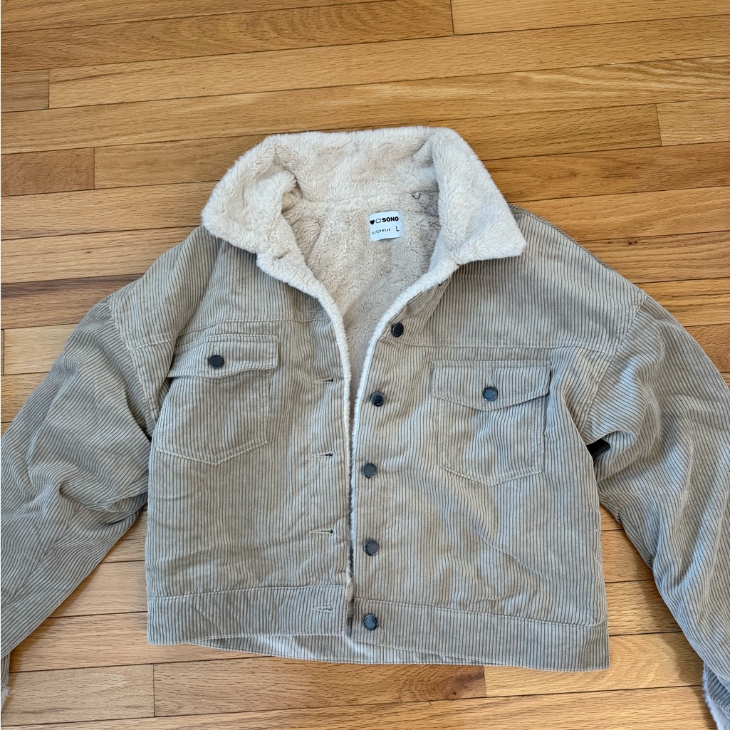 Tan Corduroy Jacket With Sherpa Lining